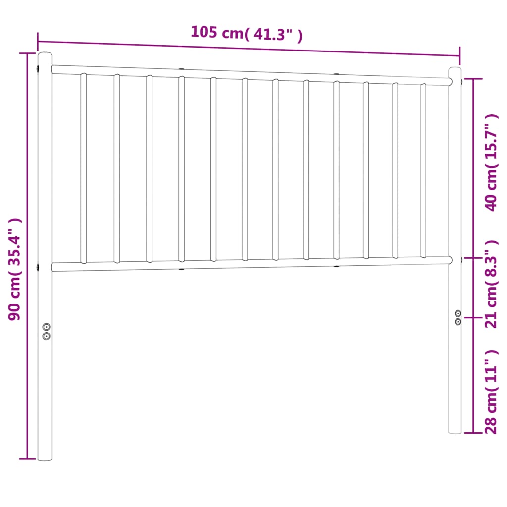 Hoofdbord Metaal Wit 100 Cm