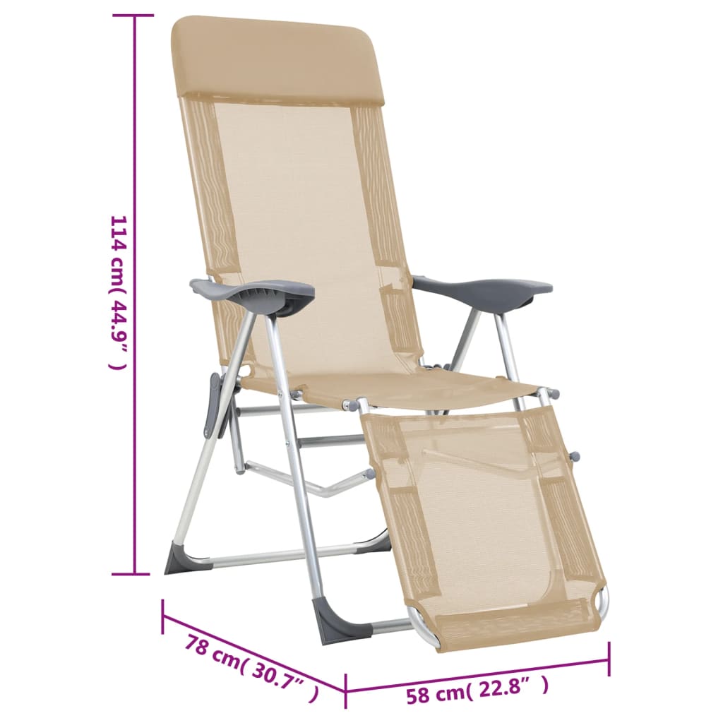 Campingstoelen Met Voetensteun Inklapbaar Textileen Crème