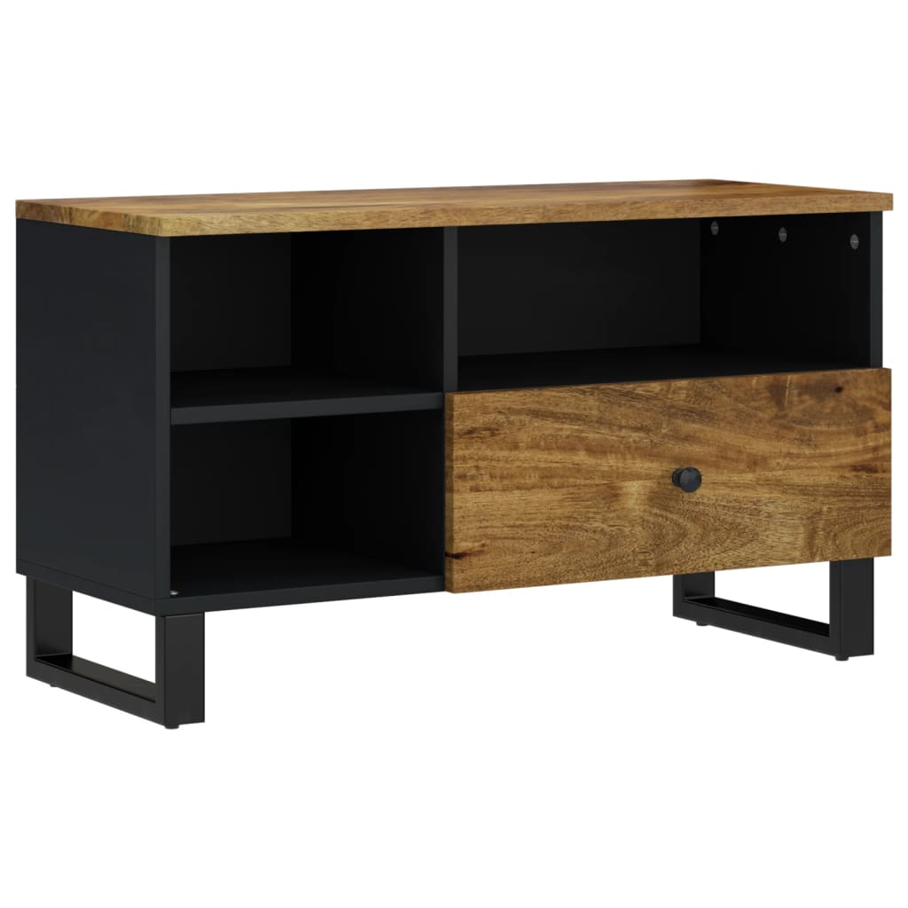 Tv-Meubel 80X33X46 Cm Massief Mangohout En Bewerkt Hout Honingbruin