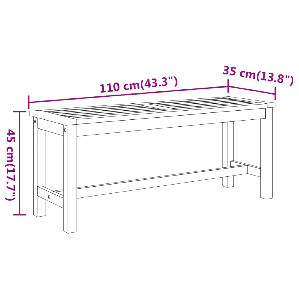 Tuinbank 110X35X45 Cm Massief Acaciahout 110 x 35 x 45 cm