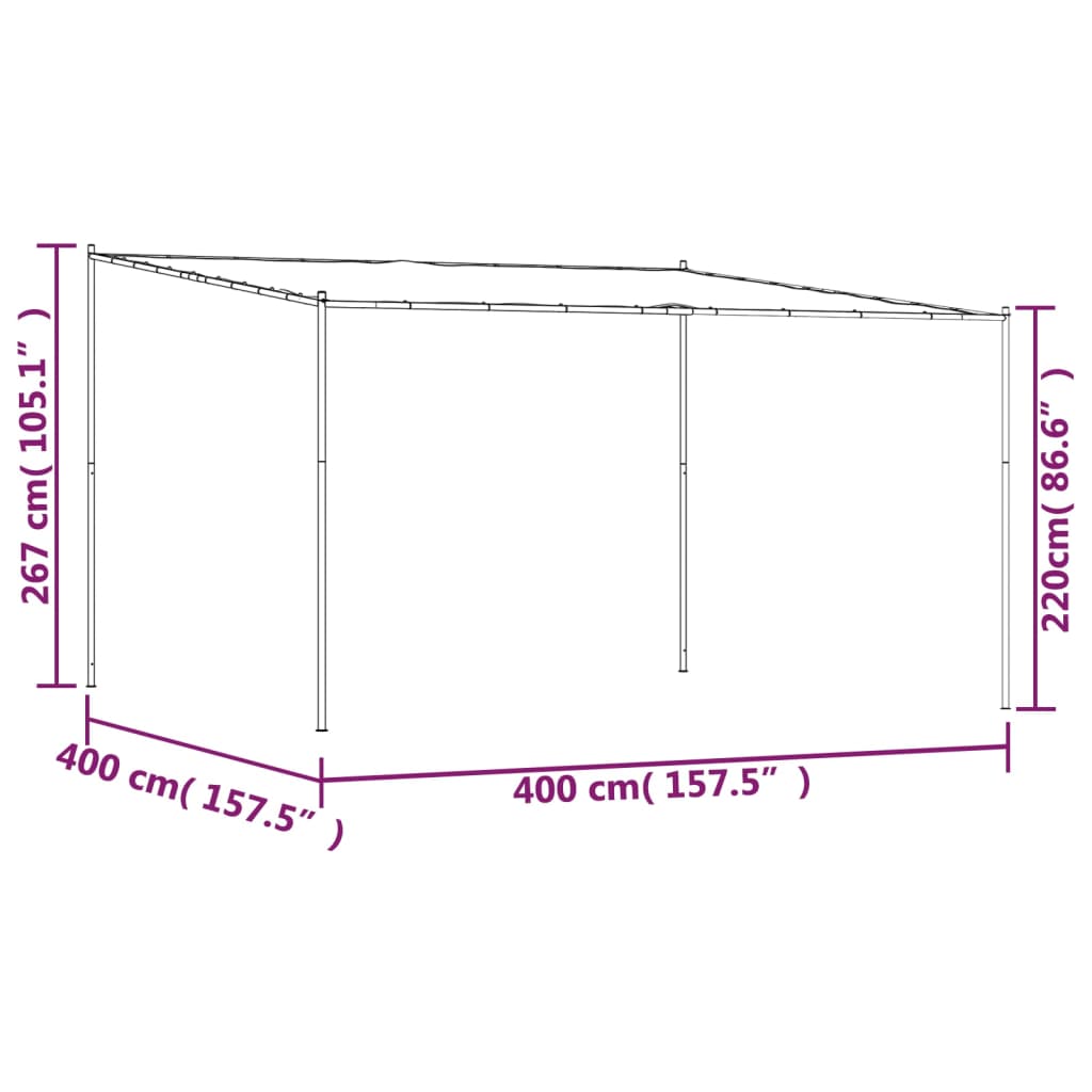 Prieel 4x4 m 180 g/m² stof en staal antracietkleurig