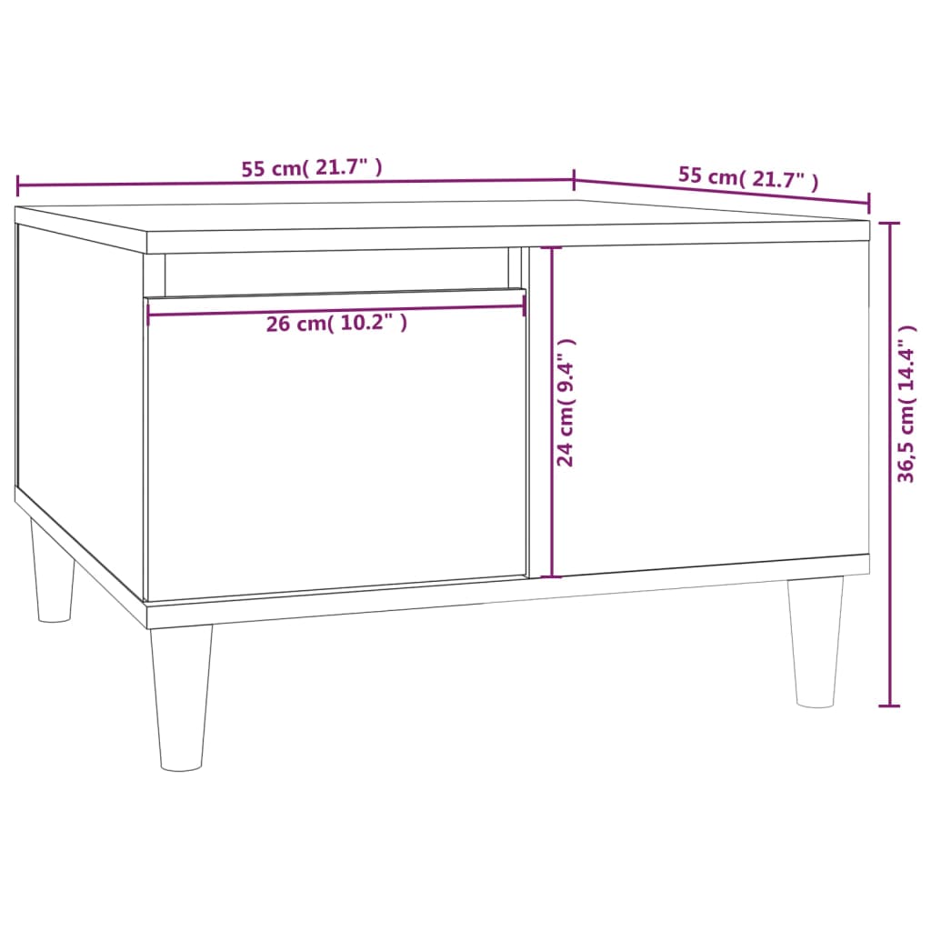 Salontafel 55X55X36,5 Cm Bewerkt Hout Kleurig Gerookt eiken