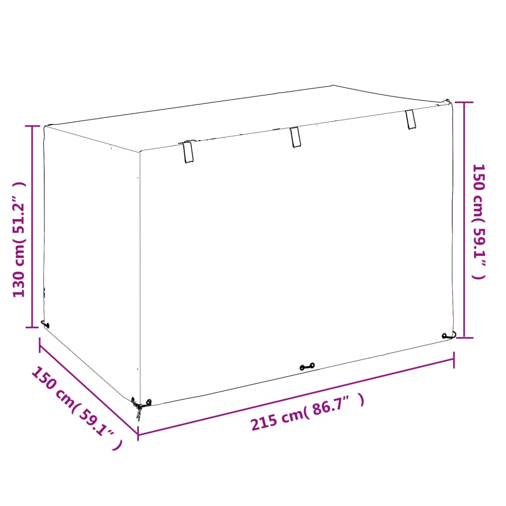 Schommelbankhoezen 1 Oogjes Polyetheen 2 215 x 150 x 130/150 cm