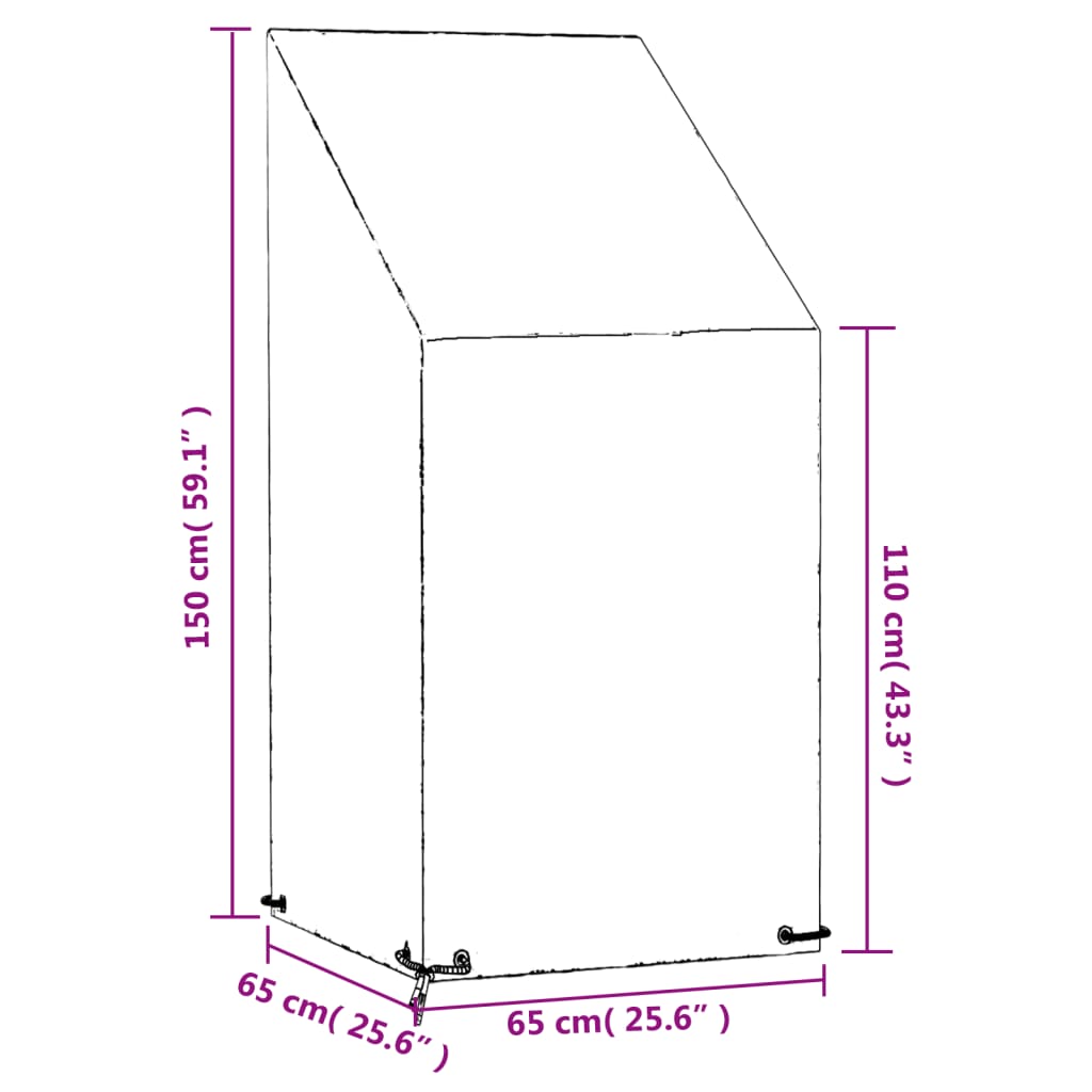 Tuinstoelhoezen Met 8 Oogjes Polyetheen 2 65 x 65 x 110/150 cm