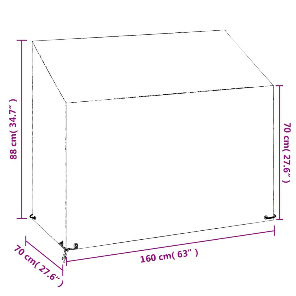 Tuinbankhoezen 8 Oogjes Polyetheen 2 160 x 70 x 70/88 cm