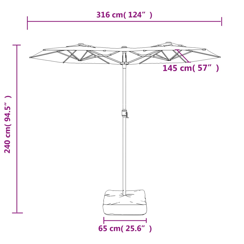 Parasol Dubbel Met Led's 316X240 Cm Taupe