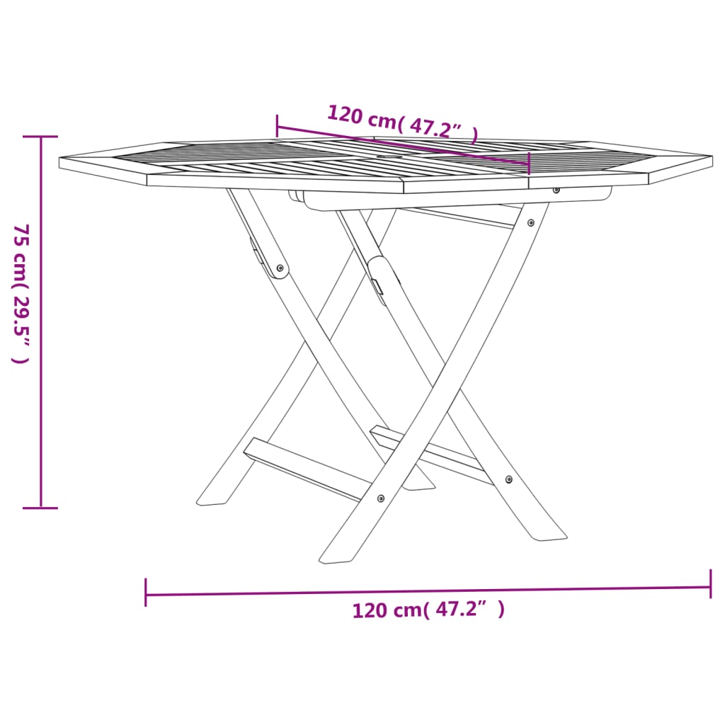 Tuintafel Inklapbaar 120X120X75 Cm Massief Teakhout