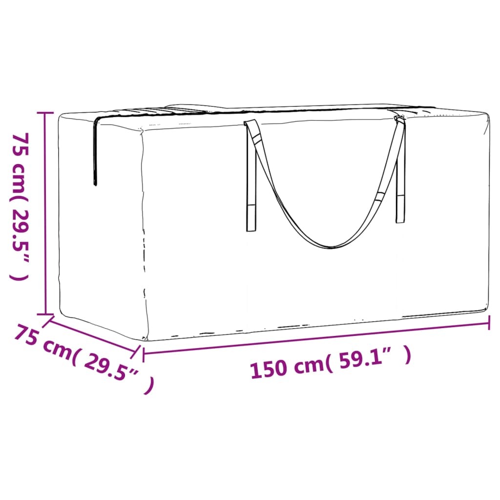 Opbergtas voor tuinkussens 150x75x75 cm polyetheen zwart 1