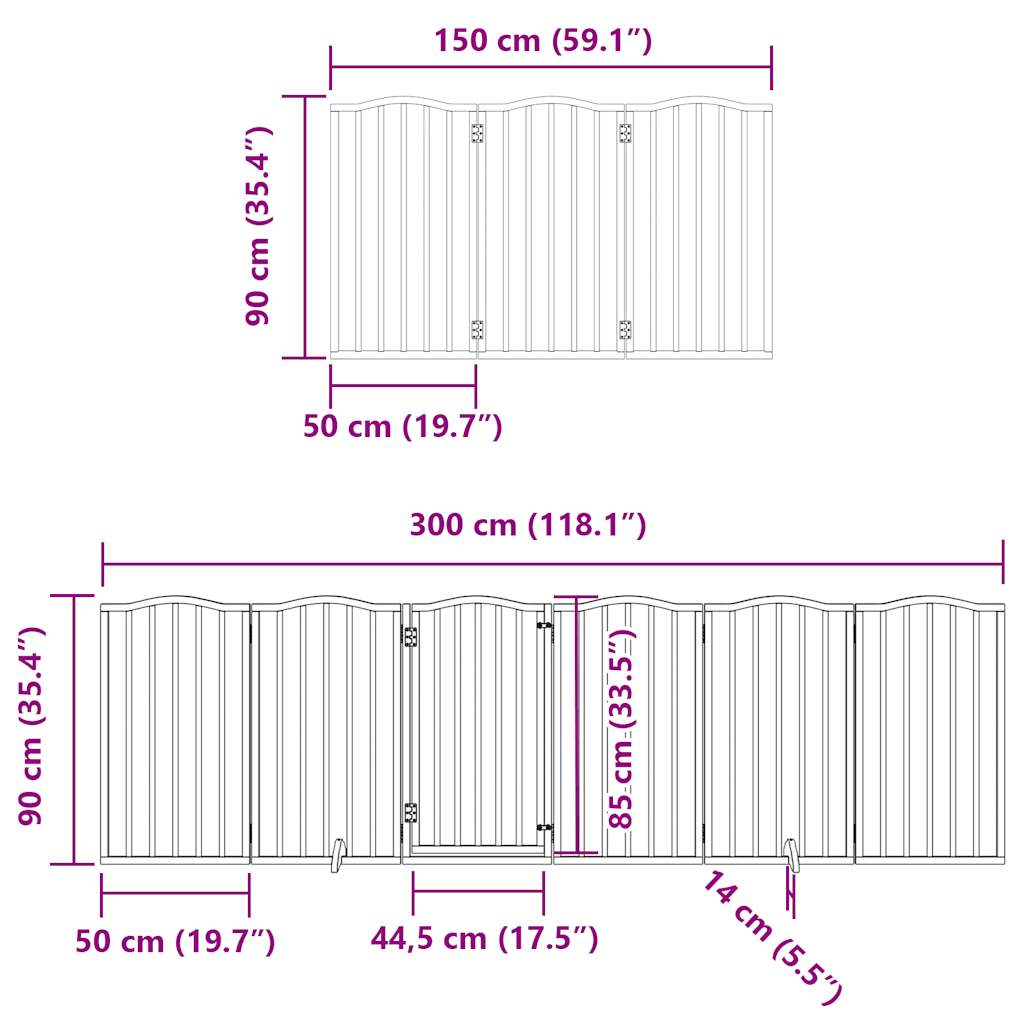 Hondenhek inklapbaar 15 panelen 750 cm populierenhout bruin