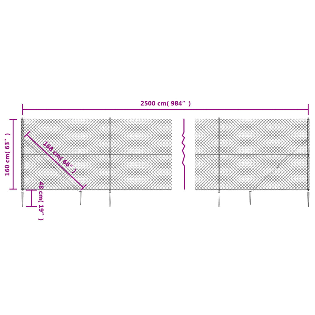 Gaashek Met Grondankers 1,6X25 M Antracietkleurig
