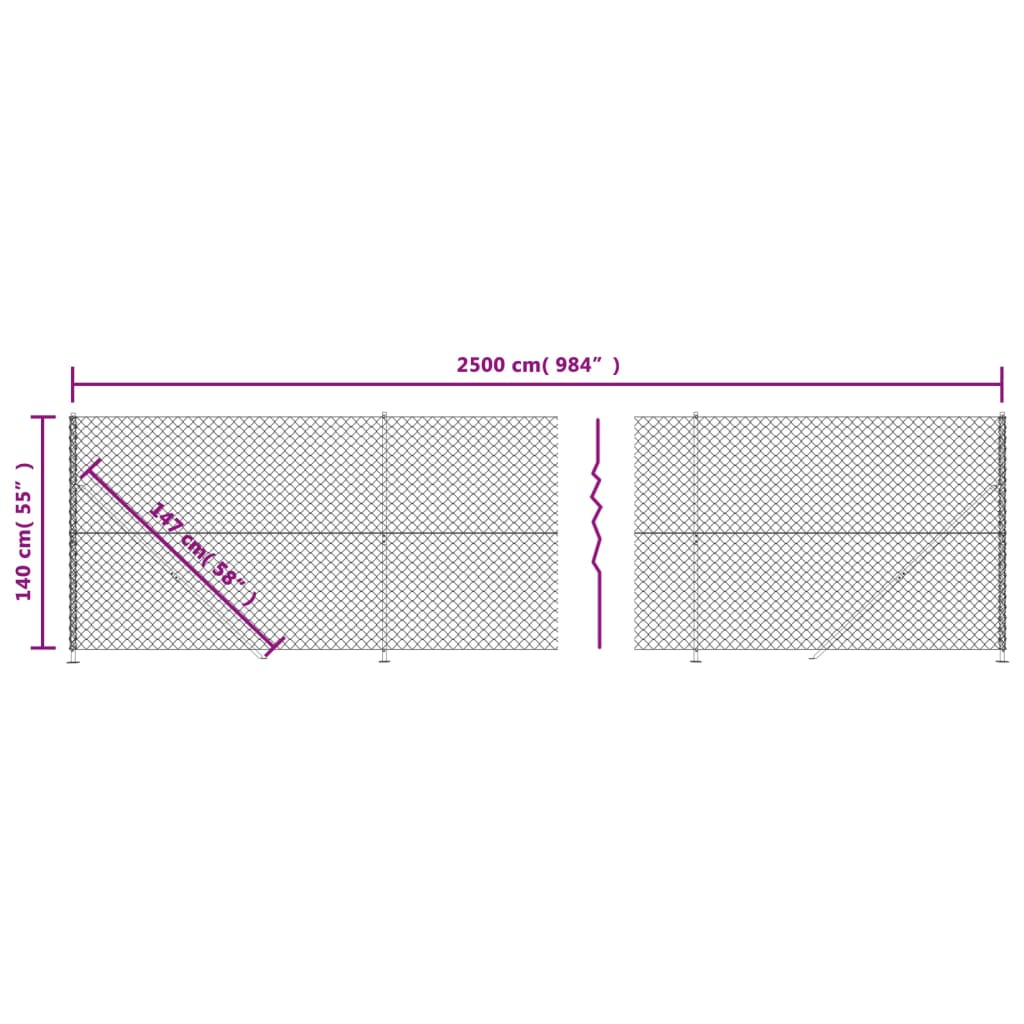 Gaashek met flens 1,4x25 m antracietkleurig 1.4 x 25 m Antraciet