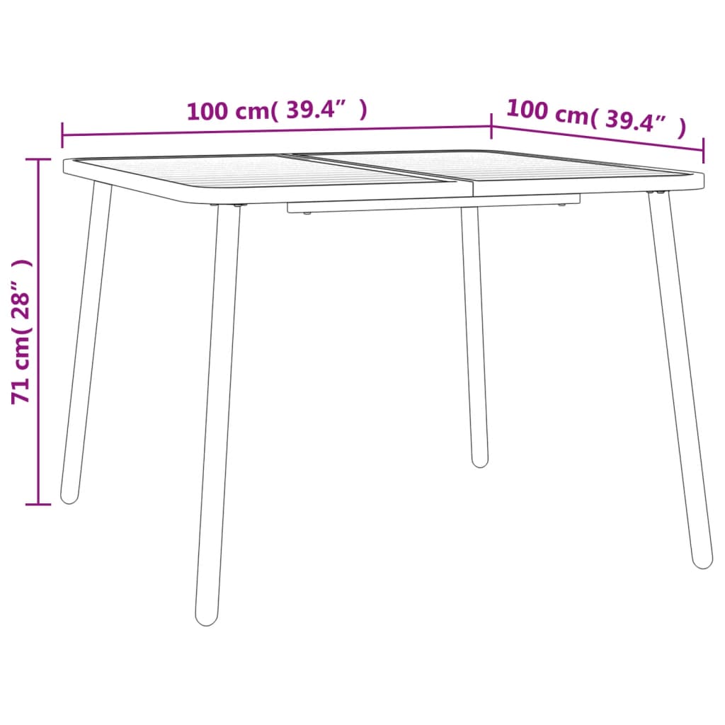 Tuintafel 100X100X71 Cm Staal Antracietkleurig