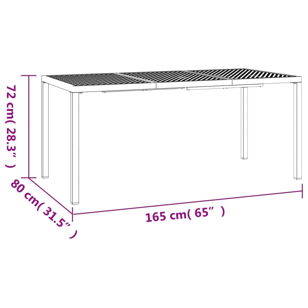 Tuintafel 165X80X72 Cm Staal Antracietkleurig