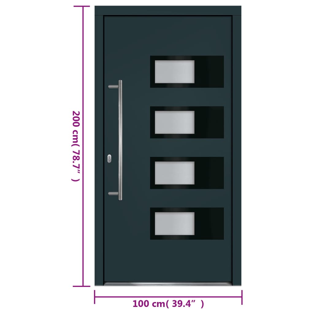 Voordeur 100X200 Cm Aluminium En Pvc Antracietkleurig
