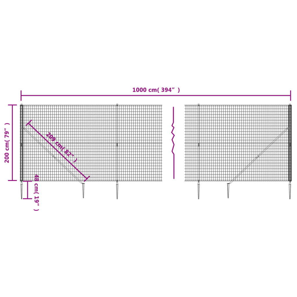 Draadgaashek Met Grondankers 2X10 M Groen