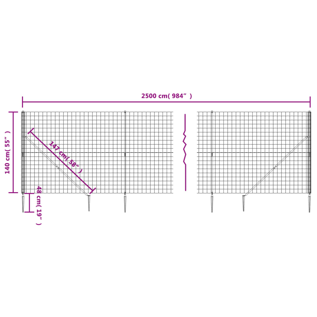 Draadgaashek Met Grondankers 1,4X25 M 1.4 x 25 m Groen