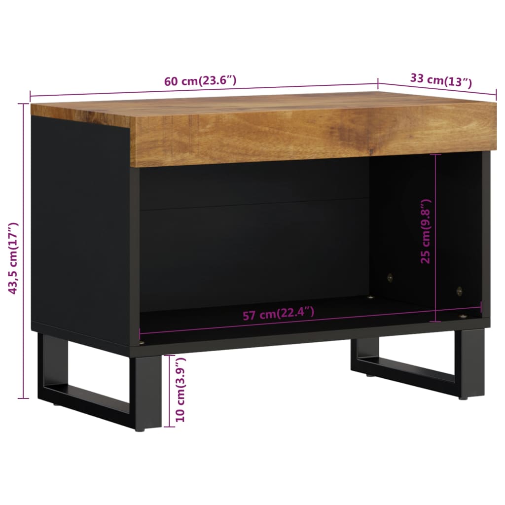 Tv-Meubel 60X33X43,5 Cm Massief Mangohout Honingbruin