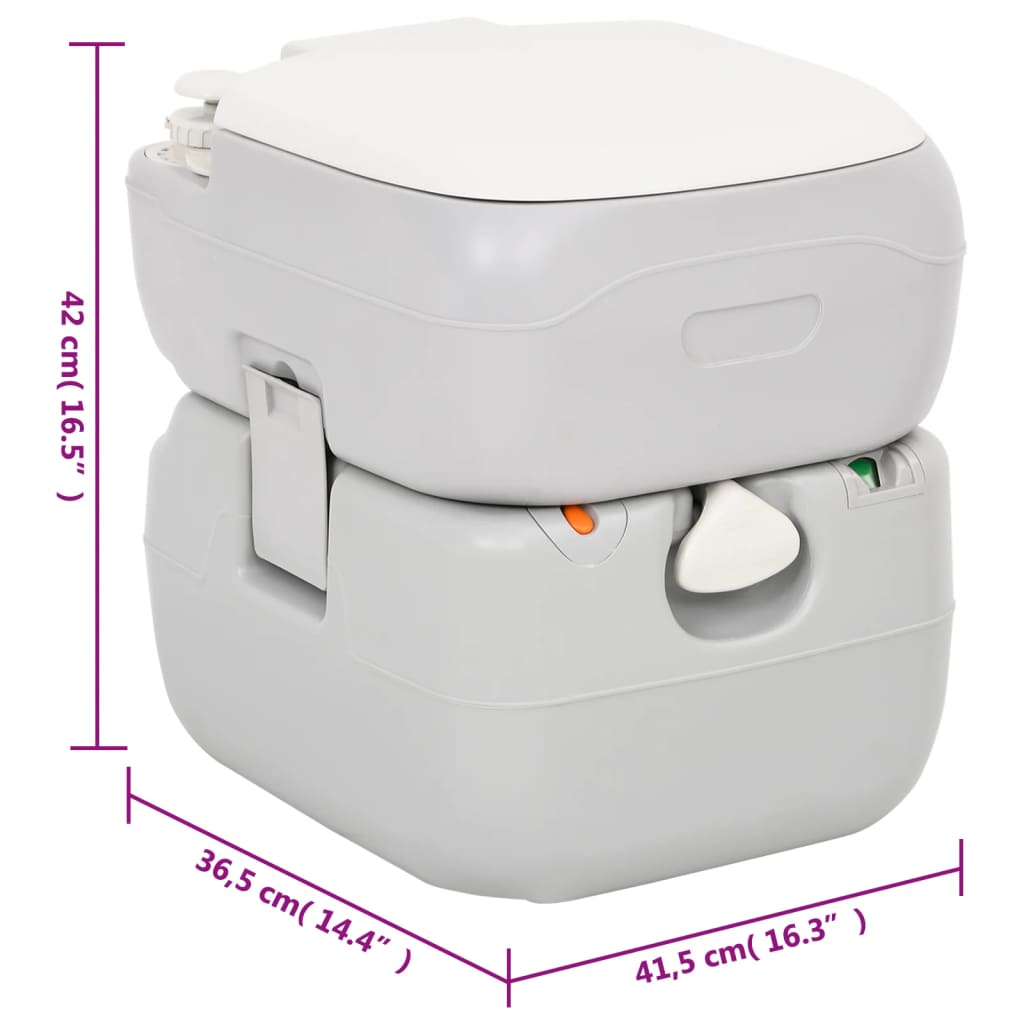 Campingtoilet Draagbaar 22+12 L Hdpe Grijs En Wit