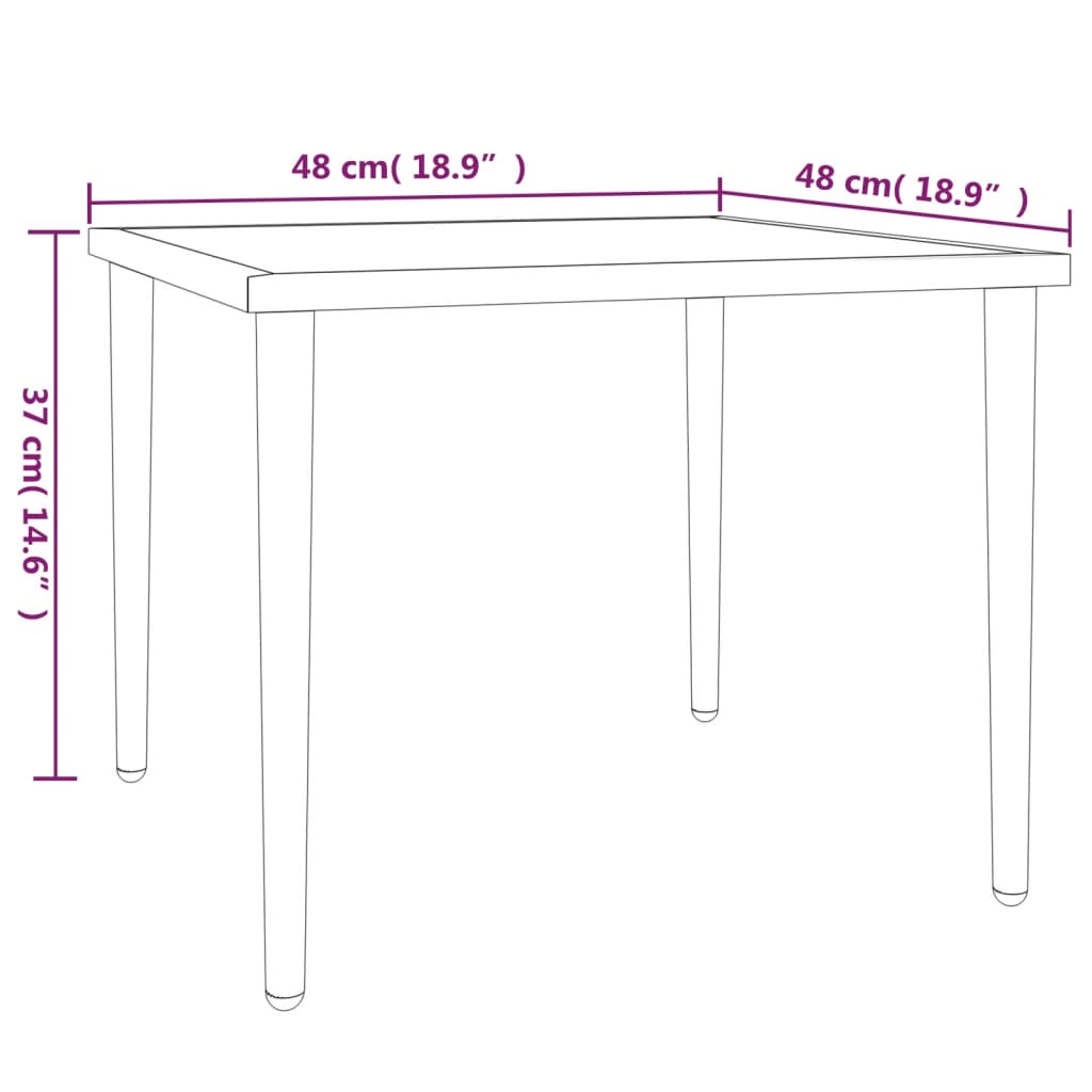 Tuintafel 48X48X37 Cm Staal Grijs