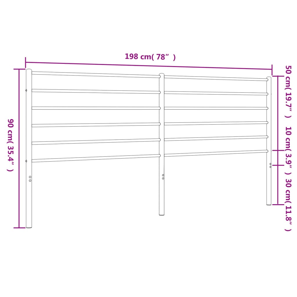 Hoofdbord Metaal Zwart 193 Cm