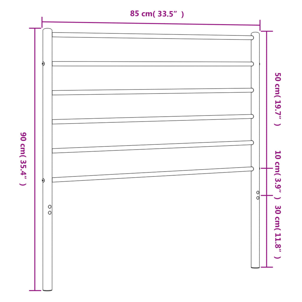 Hoofdbord Metaal Wit 80 Cm