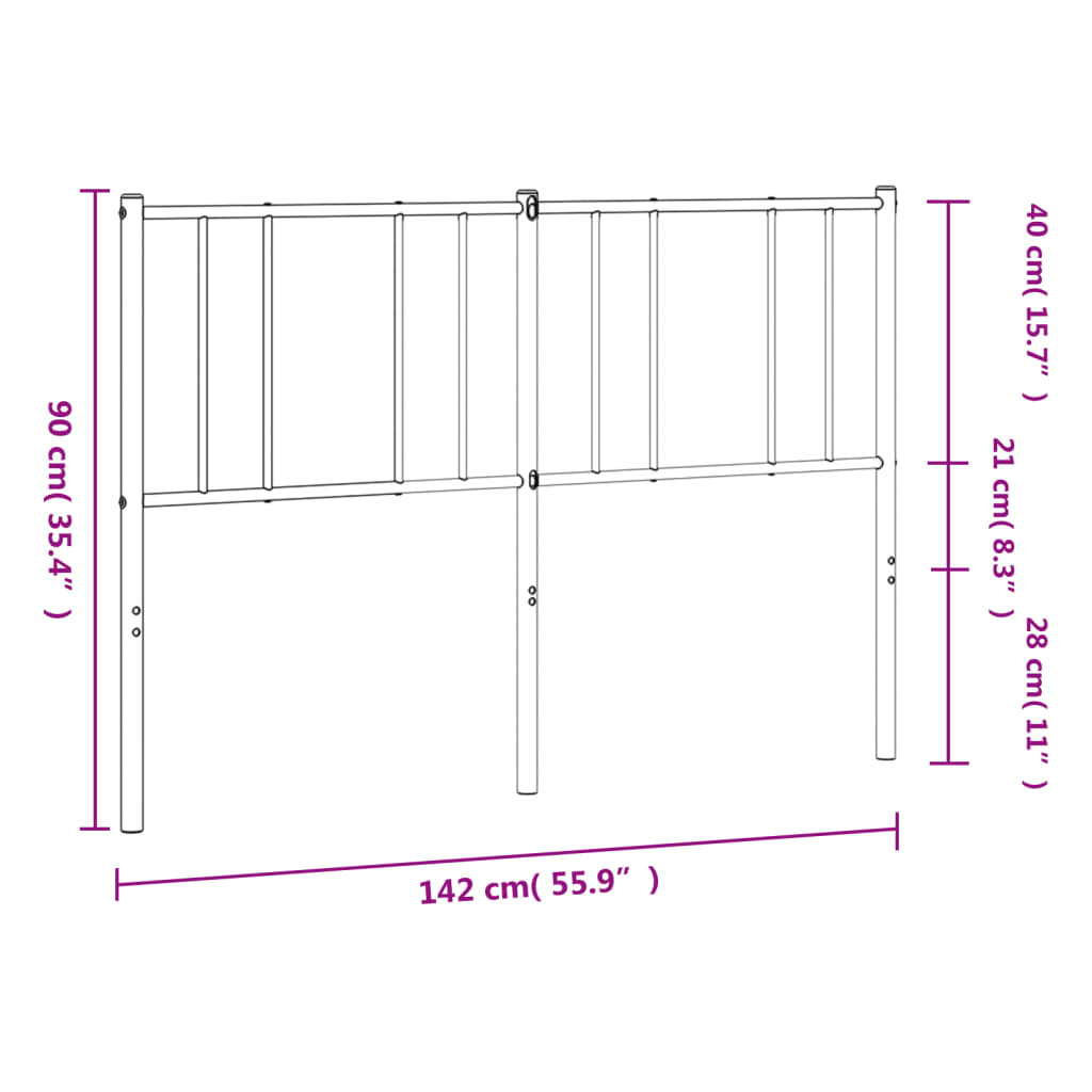 Hoofdbord 135 Cm Metaal Zwart