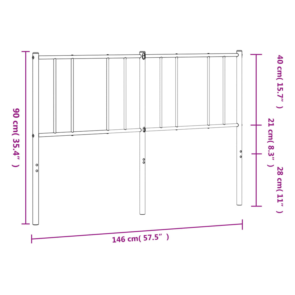 Hoofdbord Metaal Zwart 140 Cm
