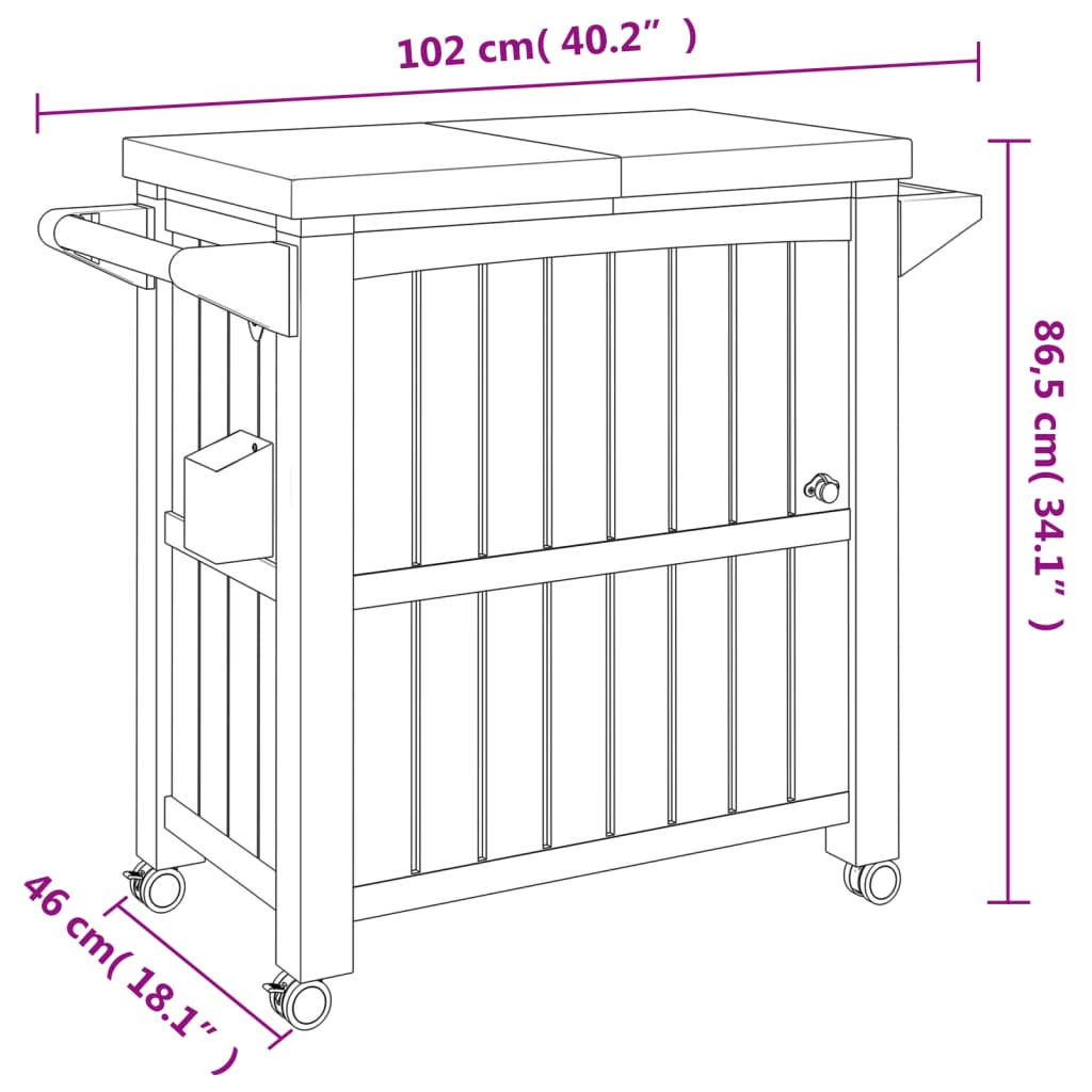 Serveerwagen 3-In-1 Polypropeen Zwart