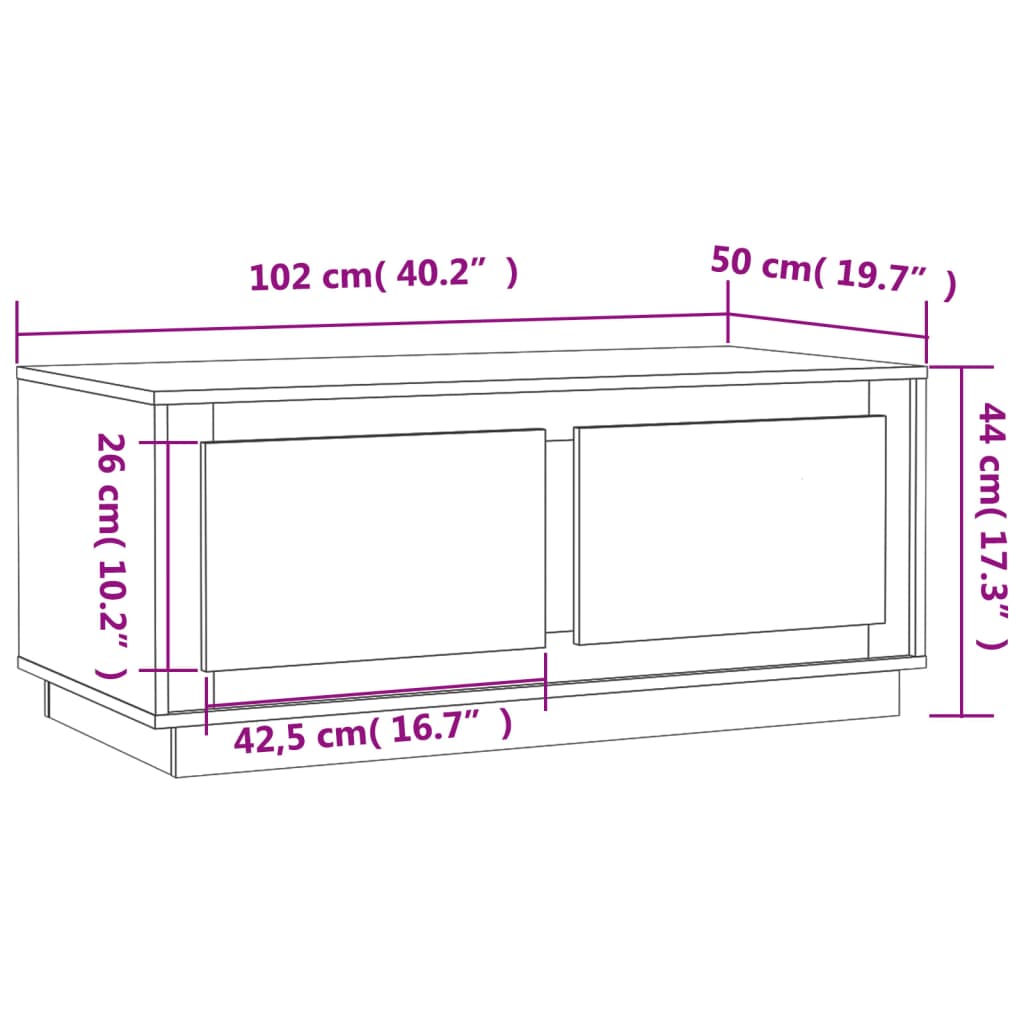Salontafel 102X50X44 Cm Bewerkt Hout Grijs Sonoma Eikenkleurig