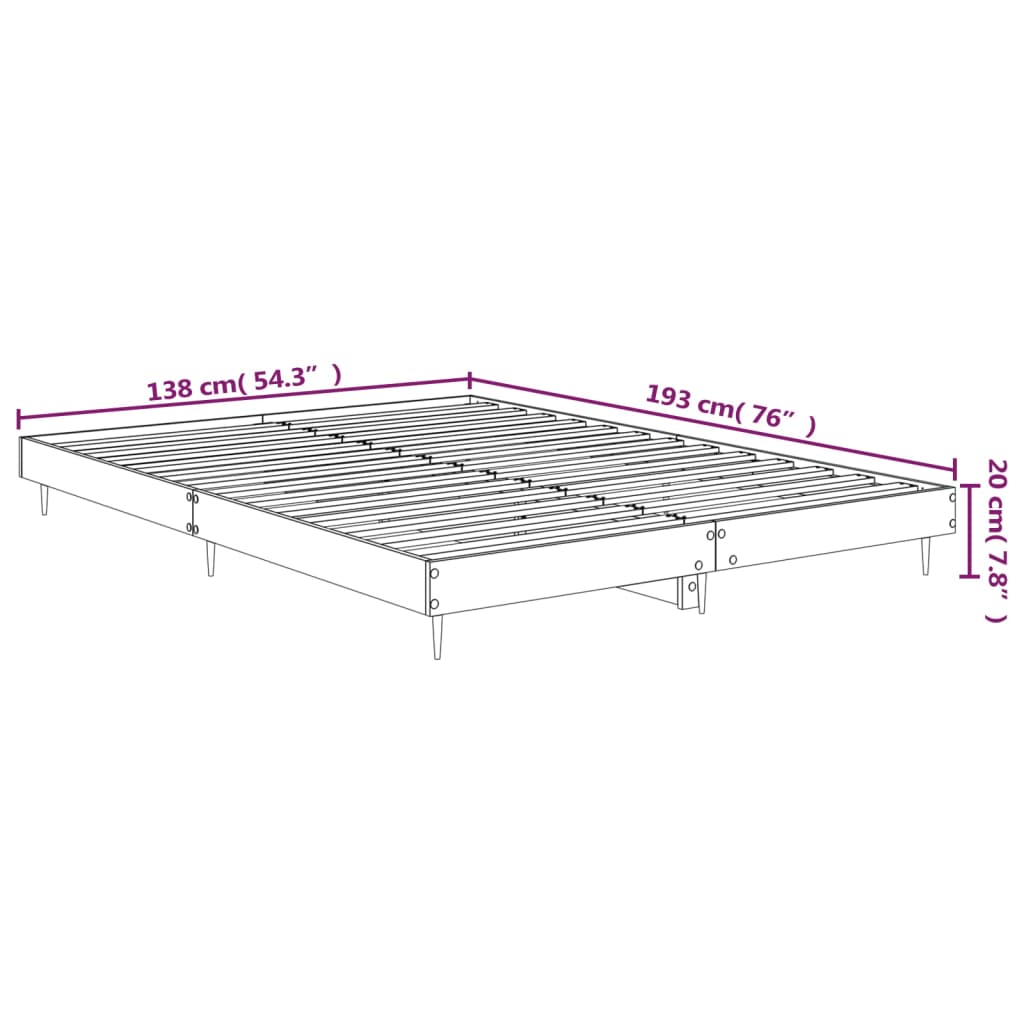 Bedframe Bewerkt Hout Wit 135 x 190 cm