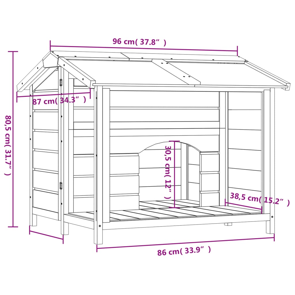 Hondenhok 96X87X80,5 Cm Massief Grenenhout Kleurig Mokka