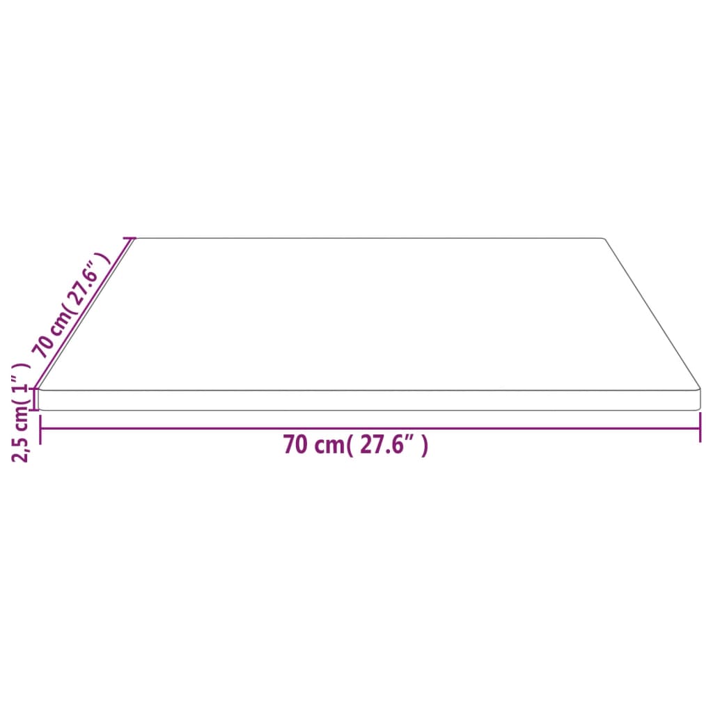 Tafelblad Vierkant 70X70X2,5 Cm Massief Grenenhout 70 x 70 x 2.5 cm Wit