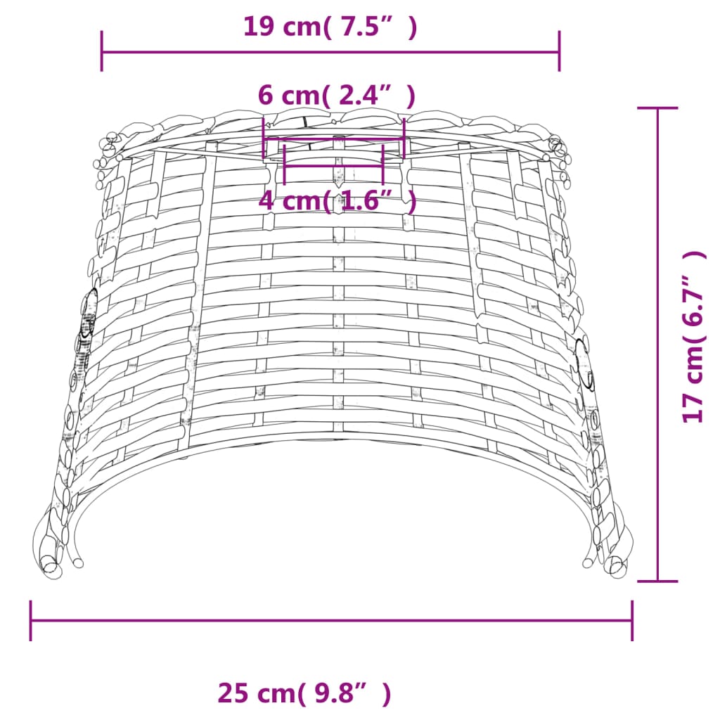 Plafondlampenkap Ø25X17 Cm Wicker Wit