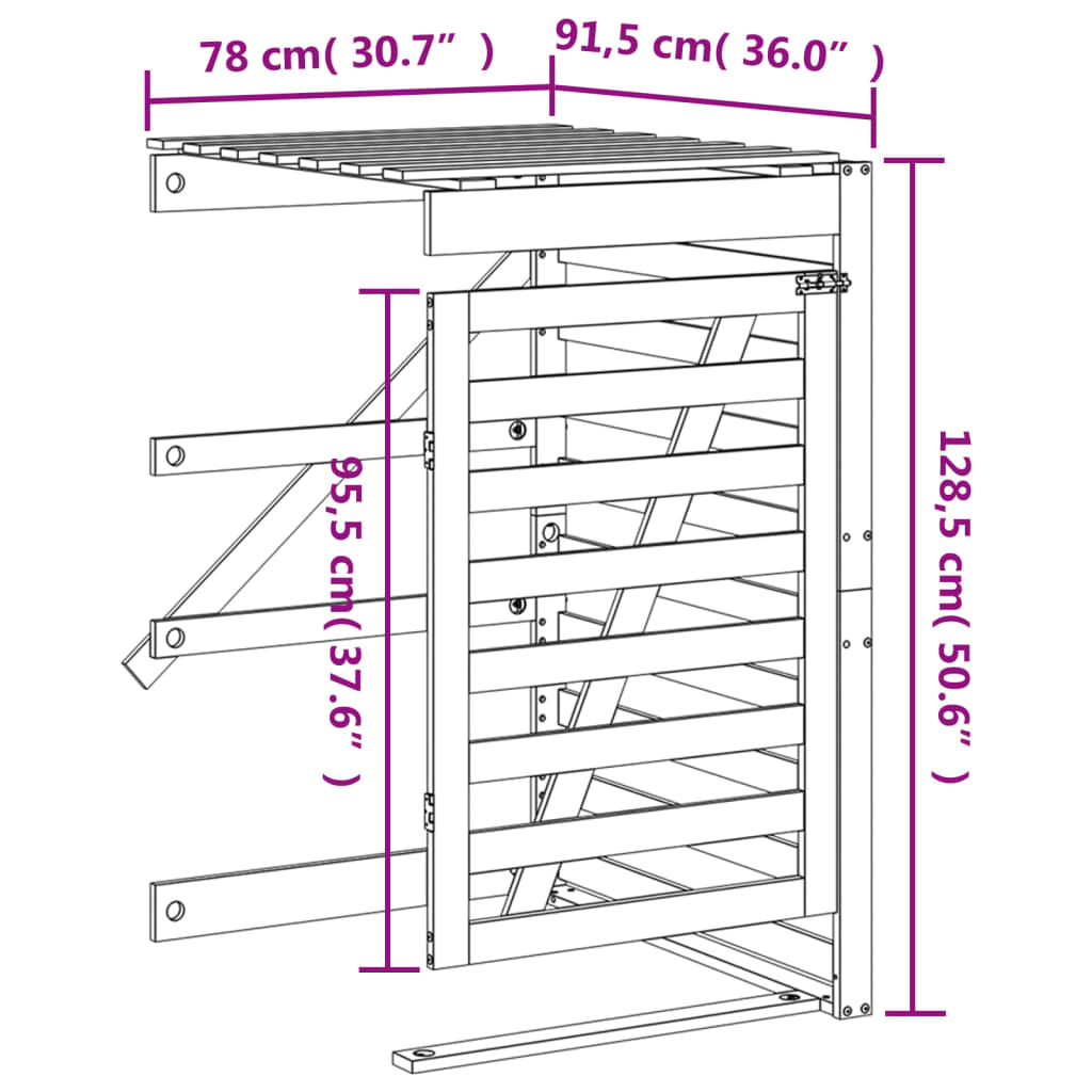 Containerberging Verlengstuk Massief Grenenhout Wit 78 x 91.5 x 128.5 cm Wit grenenhout