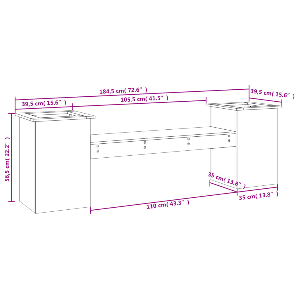 Bankje Met Plantenbakken 84,5X39,5X56,5 Cm Grenenhout Wit Wit grenenhout