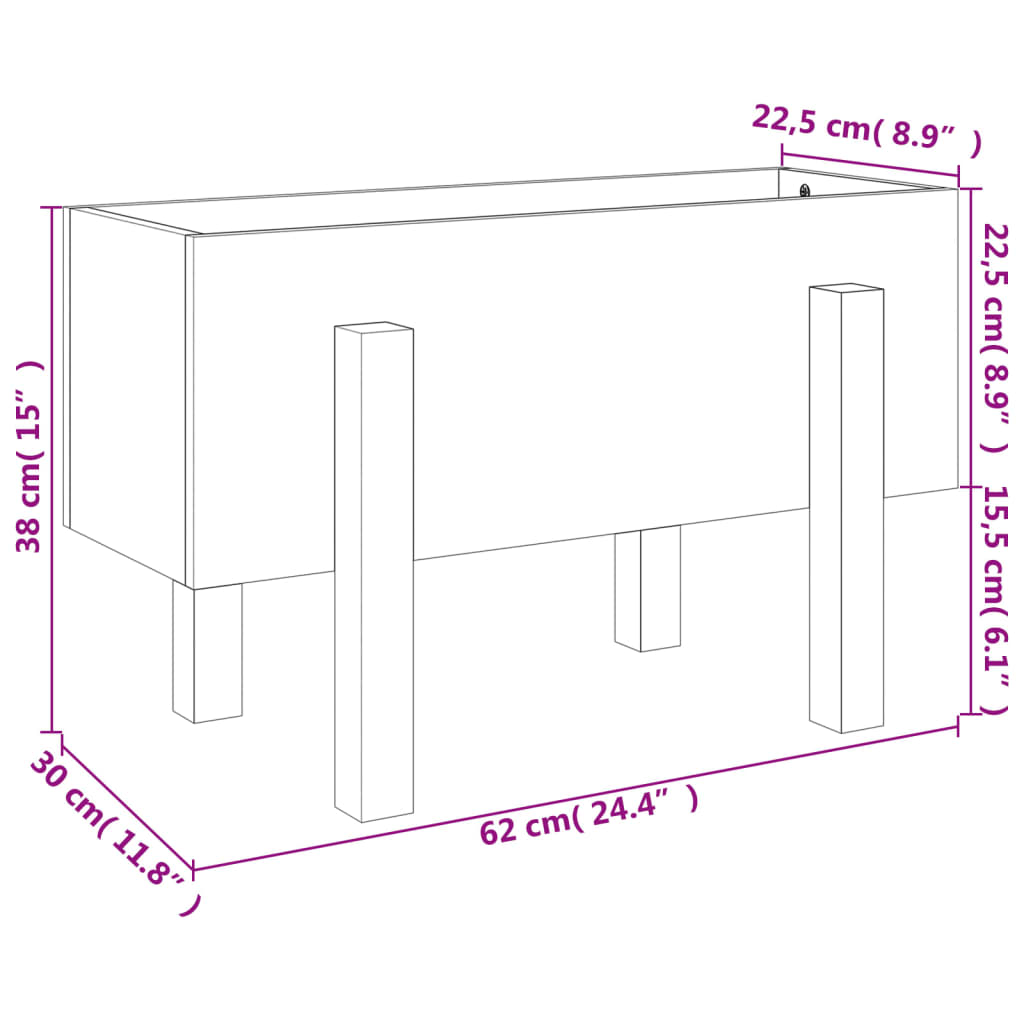 Plantenbak 62X30X38 Cm Massief Grenenhout