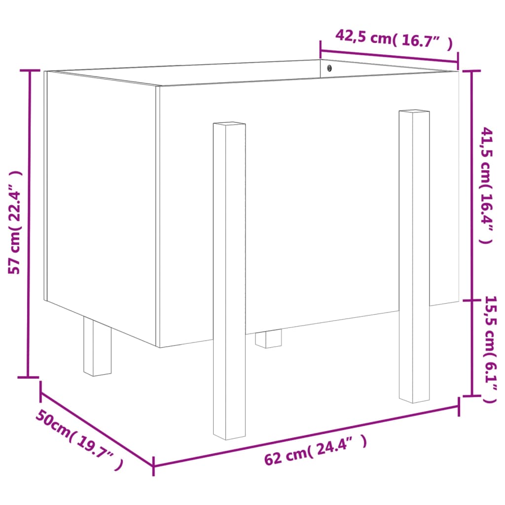 Plantenbak 62X50X57 Cm Massief Grenenhout Wit