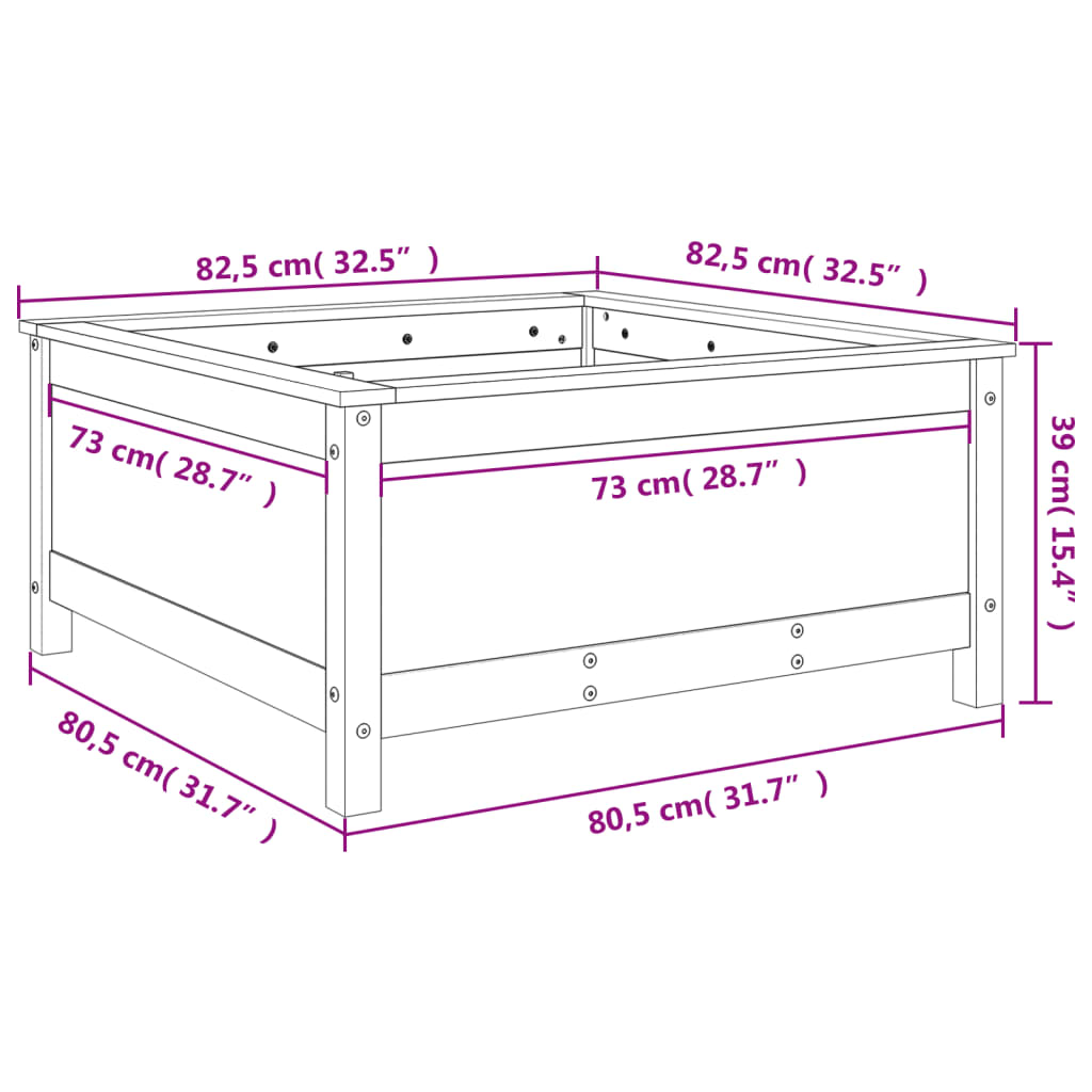 Plantenbak 82,5X82,5X39 Cm Massief Grenenhout Zwart