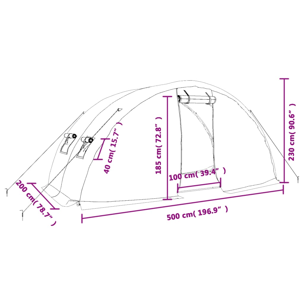 Tuinkas met stalen frame 10 m² 5x2x2,3 m 5 x 2 x 2.3 m Groen