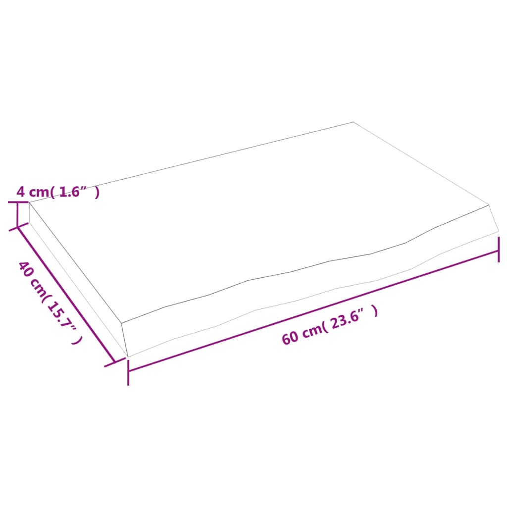Wandschap 60x40x(2-4) cm behandeld massief eikenhout lichtbruin 60 x 40 x 4 cm