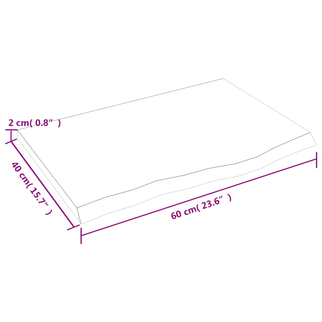 Wandschap 60x40x2 cm behandeld massief eikenhout donkerbruin 60 x 40 x 2 cm