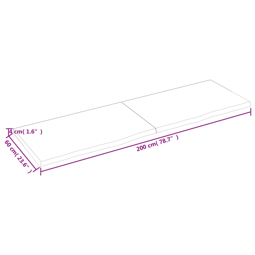 Wandschap behandeld massief eikenhout donkerbruin 200 x 60 x 4 cm