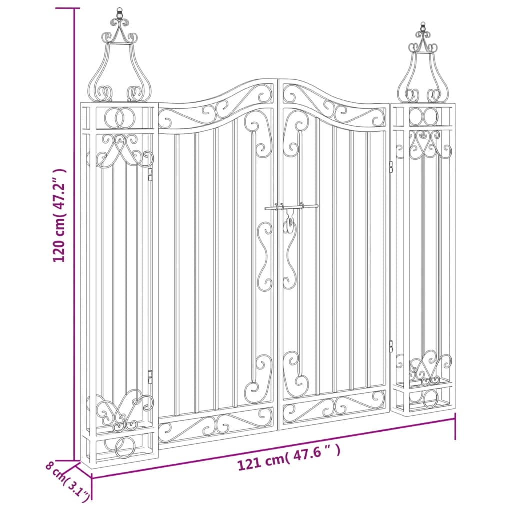 Poort Smeedijzer Zwart 121 x 8 x 120 cm