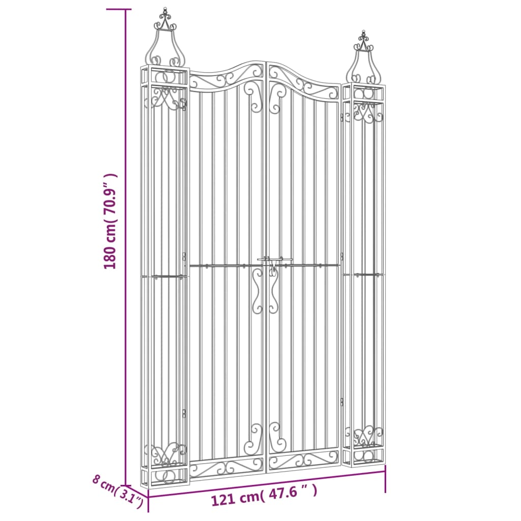 Poort 121X8X180 Cm Smeedijzer Zwart 121 x 8 x 180 cm