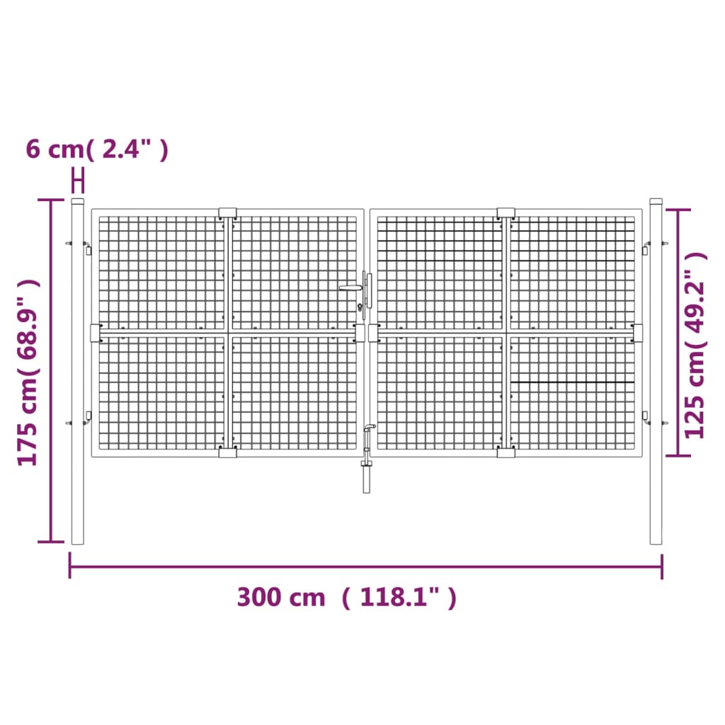 Poort Draadgaas 300X175 Cm Staal Antracietkleurig