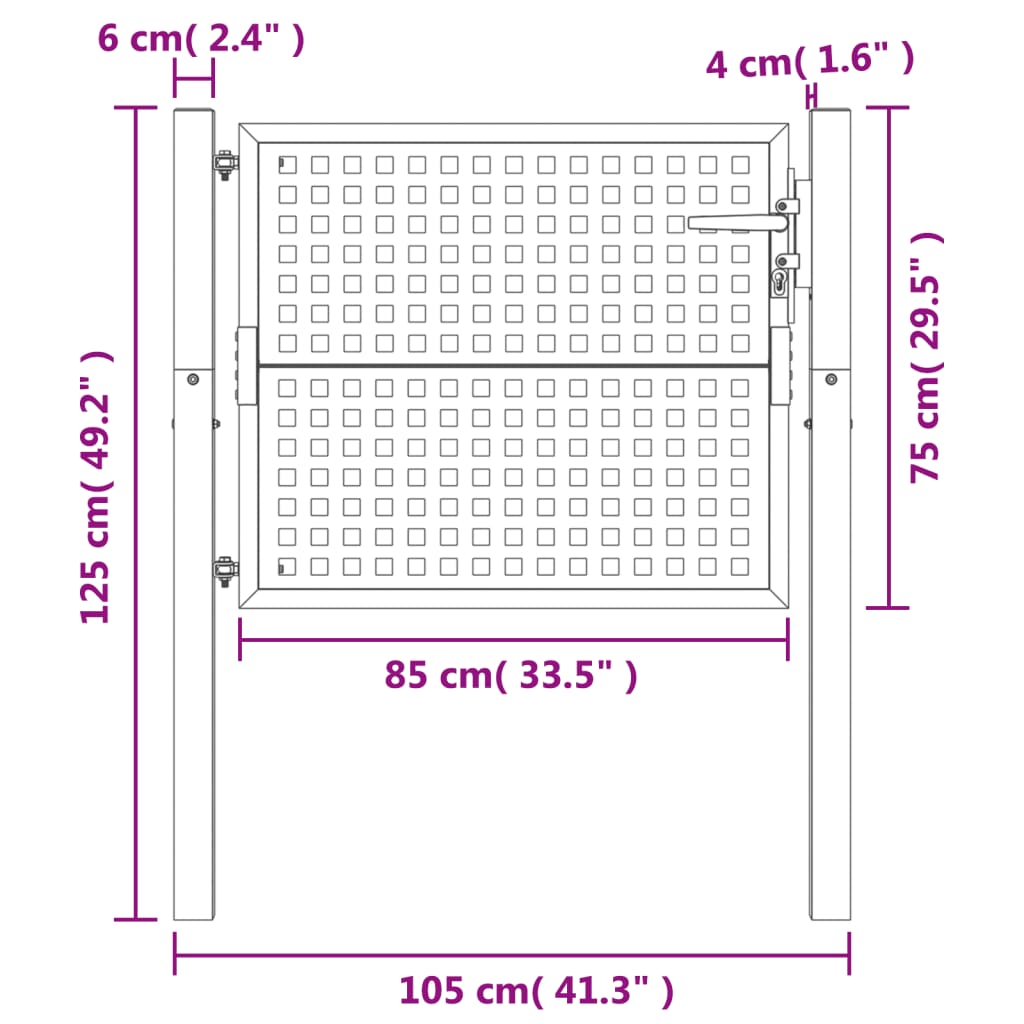 Poort Staal Antracietkleurig 105 x 125 cm