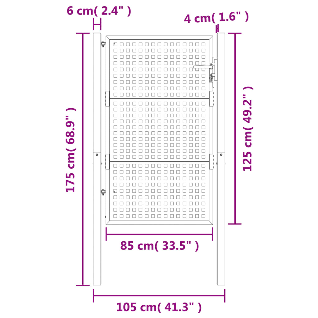 Poort Staal Antracietkleurig 105 x 175 cm