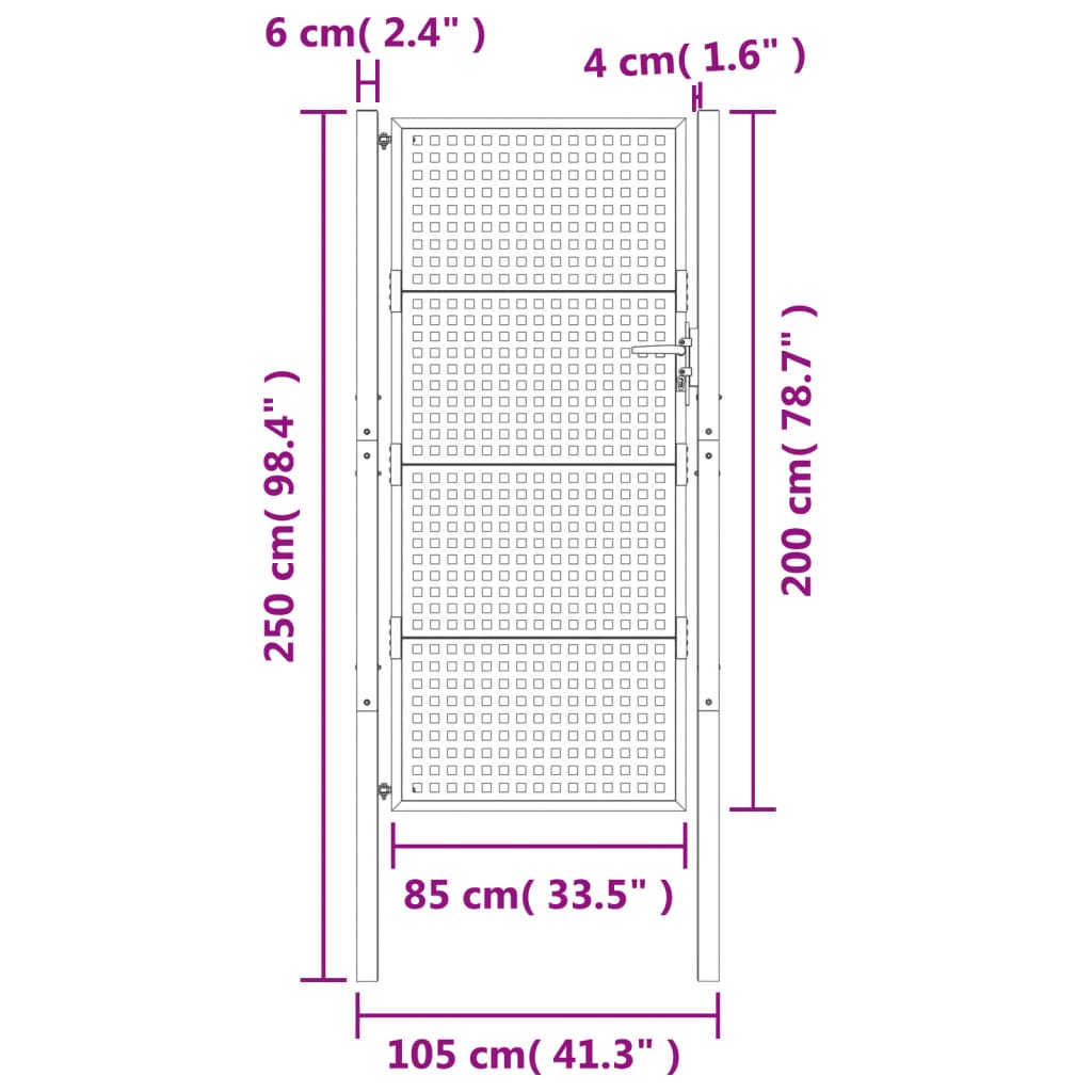 Poort Staal Antracietkleurig 105 x 250 cm