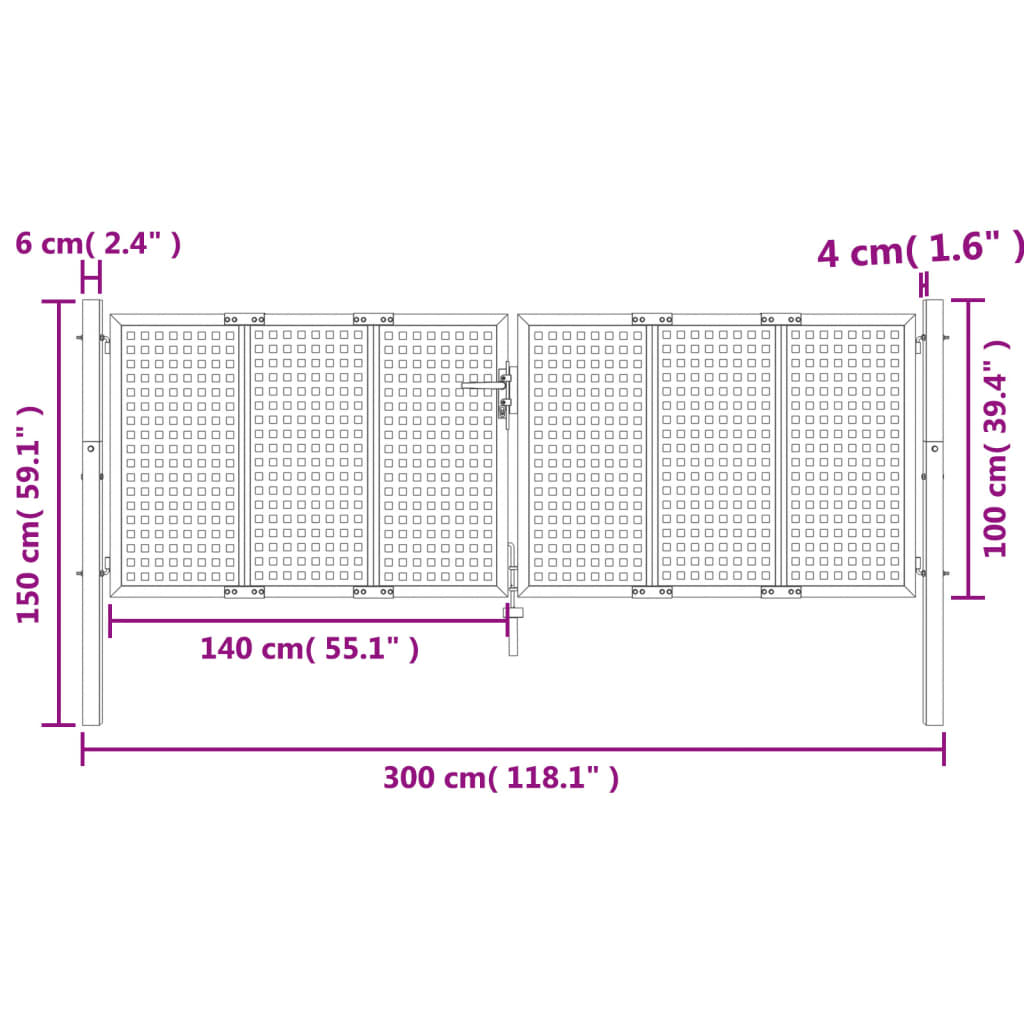 Poort Staal Antracietkleurig 300 x 150 cm