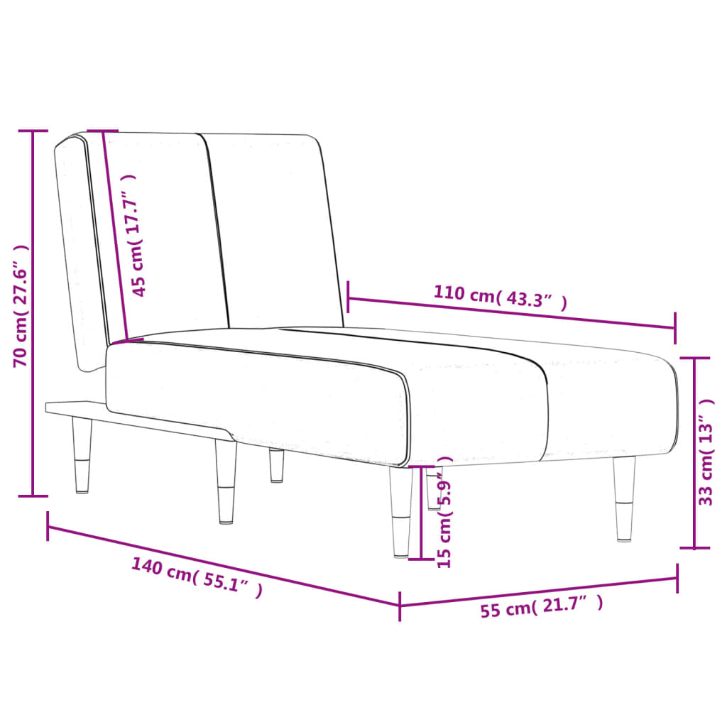 Chaise Longue Fluweel Zwart